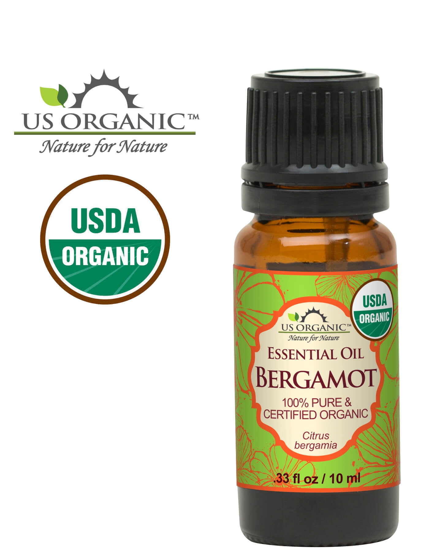 US Organic Bergamot Essential Oil, 100% Pure Certified USDA Organic