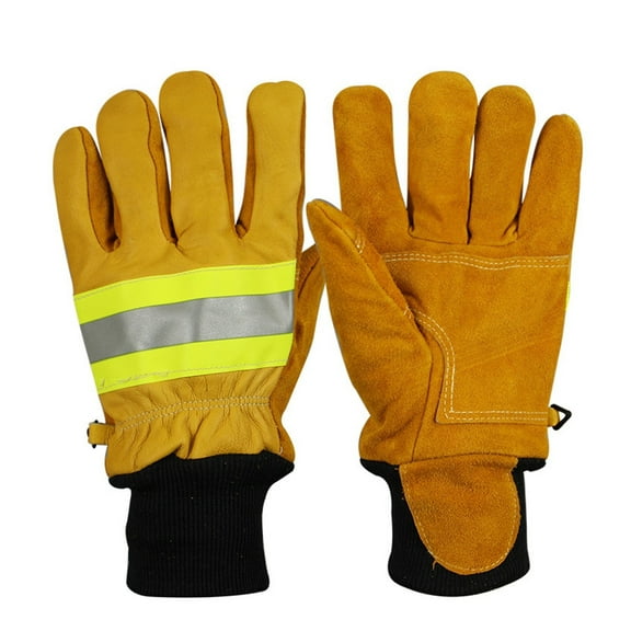 Cow Leather Fire Gloves Heat Resistant Radiant Work Protection Fireproof Gloves For Protecting Rescuers'hand Safety Gloves ,Flexible and Comfortable