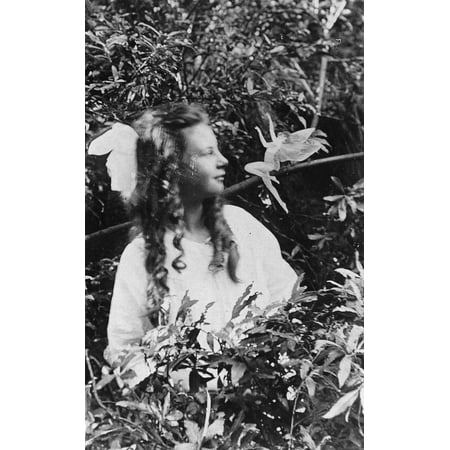 Fairy Hoax 1920 Nfrances Griffiths And A Leaping Fairy In A Photograph Made In 1920 By Her Cousin Elsie Wright With A Paper Cutout Poster Print by Granger Collection