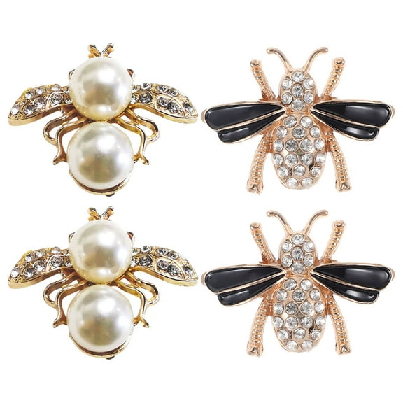 4pcs Bee Shaped Shoe Charms and Clips with Metal Buckles for Women