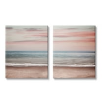 Stupell Industries Pink Coastal Sunset Landscape Photography Gallery Wrapped Canvas Art Print Wall Art, 16 x 20, Set of 2