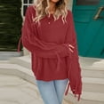 thumbnail image 4 of Women`s Exquisite Flowy Individually V-neck Long Sleeve polyester Blouse(Red,L), 4 of 4