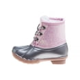 thumbnail image 2 of Josmo Girls Water Resistant Lace Up Duck Rain Boots, Silver Pink, Size: 13, 2 of 5