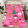 thumbnail image 2 of Manfei Merry Christmas Twin Sheet Sets,Cute Santa Claus Twin Fitted Sheet,Xmas Dessert Cake Flat Sheet For Girls,Ultra Soft Home Decor,3pcs, 2 of 7