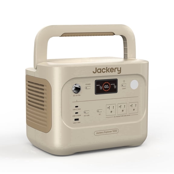 Jackery Explorer 1000 V2 Dune White Portable Power Station,1060Wh LiFePO4 Battery,1 Hr Fast Charge, Solar Generator for Camping,Emergency, RV, Off-Grid Living