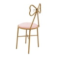 thumbnail image 6 of TOOL1SHOoo 30.7" Vanity Stool Metal Bow Tie Makeup Chair Velvet Sitting Stool w/ Backrest for Girls' Bedroom Pink, 6 of 8