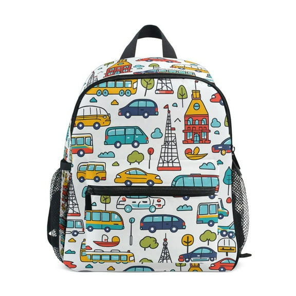 ALAZA Cartoon Car and Building School Backpack Small Bookbag Mini Bags