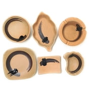 TJ Global Set of 6 Small Japanese Pottery Ceramic Dishes for Dips, Salsa, Snacks, Side Dishes, Sauce - Assorted Shapes and Sizes