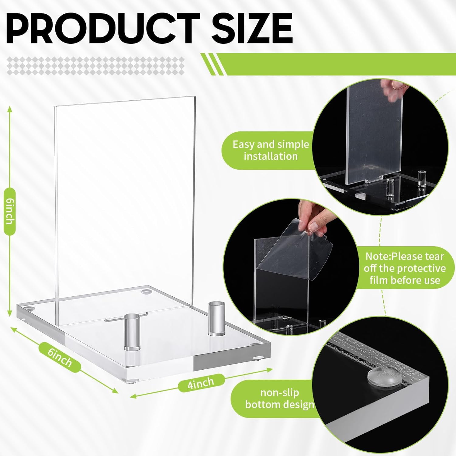 Acrylic Book Display Stand Clear Easel Plate Stand for Displaying Books, Picture, Notebooks, Platter, Photo, Artworks(4 x 6 x 6 Inch)
