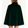 thumbnail image 3 of ZACPNCV Unisex Velvet Short Cape Cloak Soft Thermal Lapeled Single Button Velour Poncho Shawl Formal Outer Cape for Wedding, Party Olive Green, 3 of 7