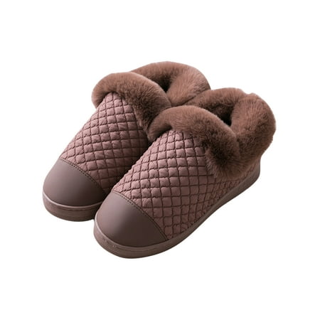 

Rockomi Womens Breathable Winter Warm Shoes Casual Cozy House Slippers Indoor Bedroom Comfort Plush Lining Brown 12-13