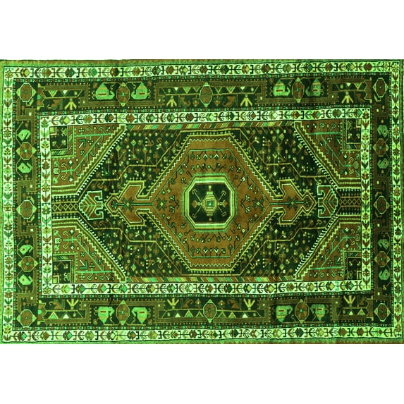 Ahgly Company Indoor Rectangle Persian Green Traditional Area Rugs, 5' x 7'