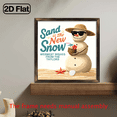 thumbnail image 2 of 2D Flat, 1pc Sand Is The New Snow Warmest Wishes from The Taylors Wooden Framed Sign - 8x8 Inch Vintage Beach Vacation Theme Wall Decor with Sand Snowman Design, 2 of 9