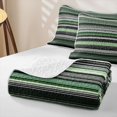 thumbnail image 4 of Castle Fairy Hippie Horizontal Stripe Quilt Full 3-Piece,Bohemian Line Full Bedspread Sets,Sage Charcoal White,1 Coverlet and 2 Pillowcases, 4 of 7