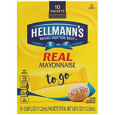 Hellmann's Real Mayonnaise, To Go, 10 Count (0.38 Fl Oz each), 3.8 Fl Oz
