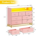 thumbnail image 2 of Commode à 7 Tiroirs avec Station de Recharge et Lumières DEL RVB Meuble Télé Moderne pour Chambre Grand Rangement Rose, 2 of 6