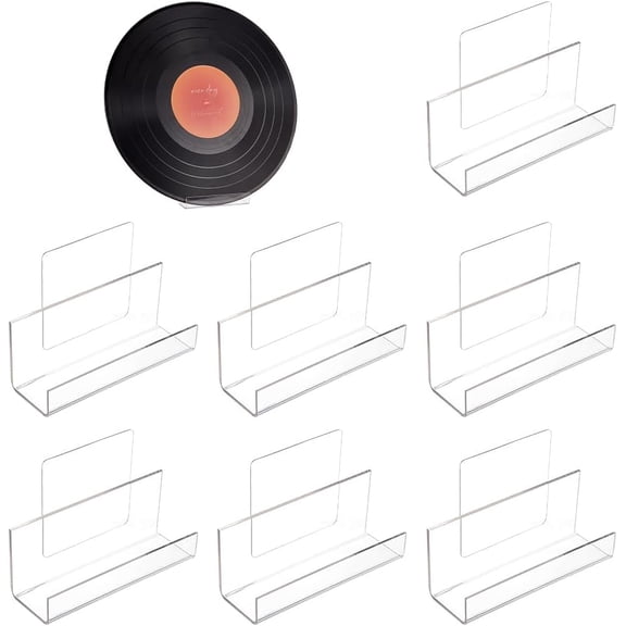 8 Sets Vinyl Record Shelf Wall Mount Records Holder Acrylic Album Display Racks No Drill Floating Wall Shelves with Stickers