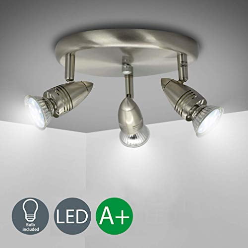 Dllt Flushmount Ceiling Track Lighting Kits 3 Light Multi Directional Spot Lights Fixture With Gu10 Bulbs For Kitchen Living Room Bedroom Hallway Warm White Nickel Steel Com - Light Bulbs For Kitchen Ceiling Dllt Flushmount Ceiling Track Lighting Kits 3 Light Multi Directional Spot Lights Fixture With Gu10 Bulbs For Kitchen Living Room Bedroom Hallway Warm White Nickel Steel Com - Light Bulbs For Kitchen Ceiling