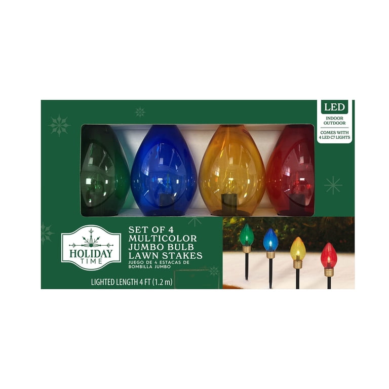 Indoor/Outdoor Jumbo LED C9 Christmas Bulb Pathway Lights, 4', 4
