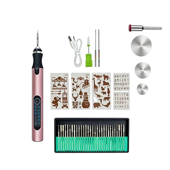 Electric Engraving Pen Kit: 37 Bits 3-Speed USB Rechargeable Rotary Engraver, Professional Cordless Etching Tool for Jewelry Wood Glass Stone Carving – Portable for DIY Personalization Rose Gold
