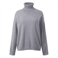 thumbnail image 3 of Pullover Sweaters for Women 2025 Long Sleeve Turtleneck Casual Button Plain Knitted Sweater Tops Fall Winter Outfits, 3 of 7