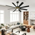thumbnail image 2 of Dextrus 60 Inch Large Modern Ceiling Fan with Light and Remote Control, Black ceiling fan with 8 Blades ,6 Speed for Indoor, 2 of 10