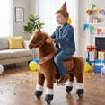 thumbnail image 2 of PonyCycle Ride-On Horse Toy for Kids, Plush Riding Pony with Sound & Hand Brake, Kid-Powered, Ages 7+, Brown, Ux524, 2 of 10