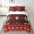thumbnail image 2 of Erosebridal Literie Boho Aztèque Taille Simple, Ensembles de Literie Abstraits Rouges Taille Simple, Décoration de Chambre Triangle, Réversible 7 Pcs, 2 of 5
