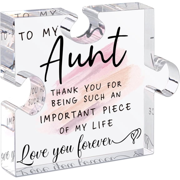 Aunt Gifts, Unique Gifts for Aunts Birthday Christmas Wedding, Acrylic Puzzle-Shaped Plaque Desk Decorations Present for Aunt