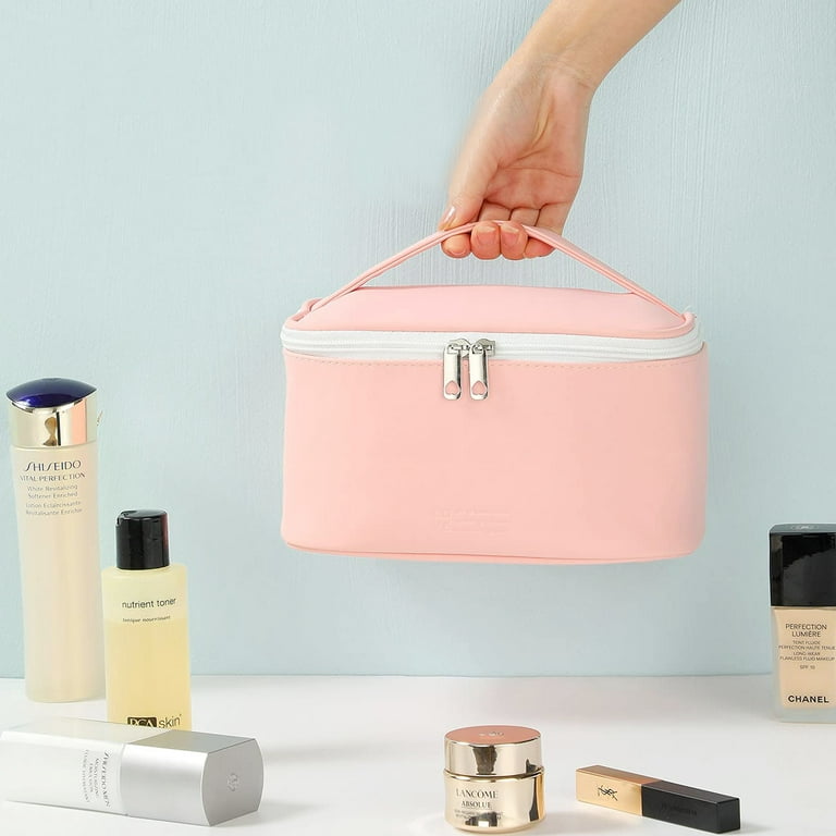 Makeup Bag Travel Cosmetic Bags for Women Girls Zipper Pouch Makeup  Organizer Waterproof Cute (Light Pink) 