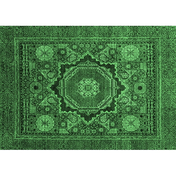 Ahgly Company Indoor Rectangle Abstract Emerald Green Modern Area Rugs, 8' x 12'
