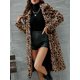 thumbnail image 4 of New style Leopard Pattern Mid Length Coat, Casual Open Front Long Sleeve Outerwear, Women's Clothing, 4 of 5