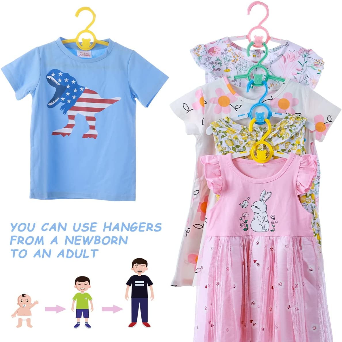 Baby Hangers 40Pcs, Kids Hangers, Plastic Hangers Non Slip, Clothes Hanger,  Toddler Hangers, Infant Hangers, Child Hangers for Nursery, 40 Pcs, Blue