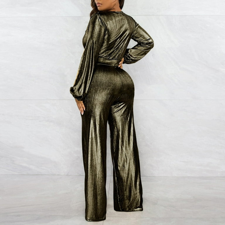Jumpsuit Women Sexy Long Sleeve V Neck Jumpsuits Slim Fit