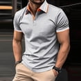 thumbnail image 2 of Kcolen Mens Polo Shirts Short Sleeve Men's Casual Business Color Block Ribbed Lapel Button Down T Shirt Comfortable Stylish Wear Summer Outdoor Basic, 2 of 9