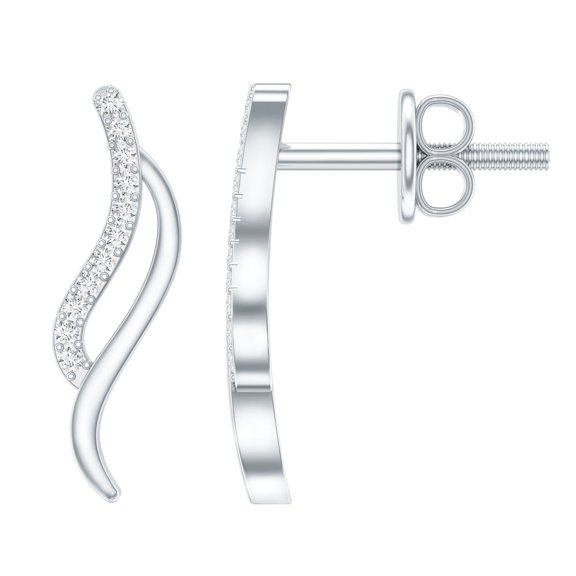 Rosec Jewels Lab Created Diamond Leaf Earrings for Women - Diamond Stud Earrings - EF-VS Quality Certified - Ready to Gift, 925 Sterling Silver