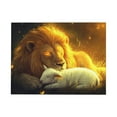 thumbnail image 2 of CozyNet Glowing Lion & Lamb Lying Peacefully Together, Symbolizing Divine Strength & Harmony Wall Art Prints With Frame Canvas Perfect for Living Room & Bedroom, Ready to Hang, Wall Decor 16"x20", 2 of 10