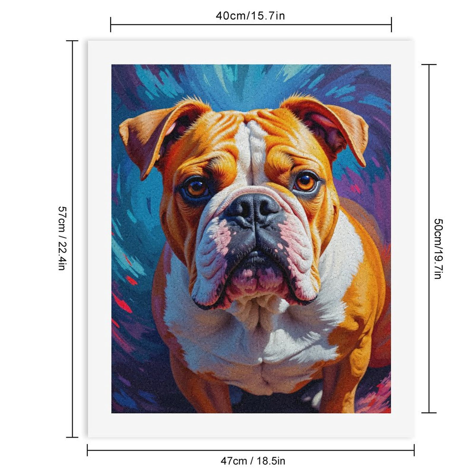 Paint By Numbers Kit for Adults Beginner - DIY Dog Art Colorful Portrait Bulldog Canvas Painting Kits for Adults, Frameless Paint By Number for Adults for Home Wall Decor 16x20 Inch