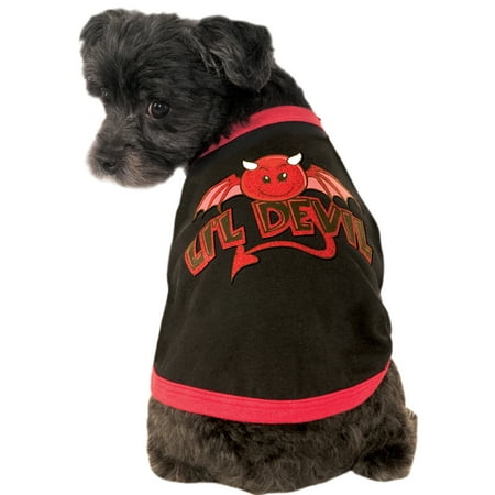Little Devil Pet Dog Cat Black Red Costume Ringer Tee T-Shirt