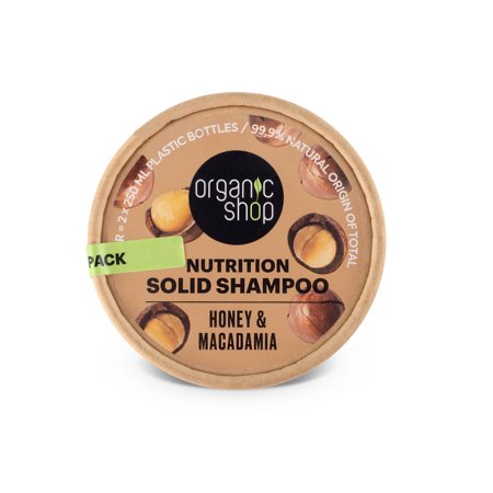 Organic Shop Honey & Macadamia – Solid Shampoo Bar for Deep Nutrition, 100% Vegan & Organic, Paraben Free & 0% Preservatives, Eco Friendly & Cruelty Free.