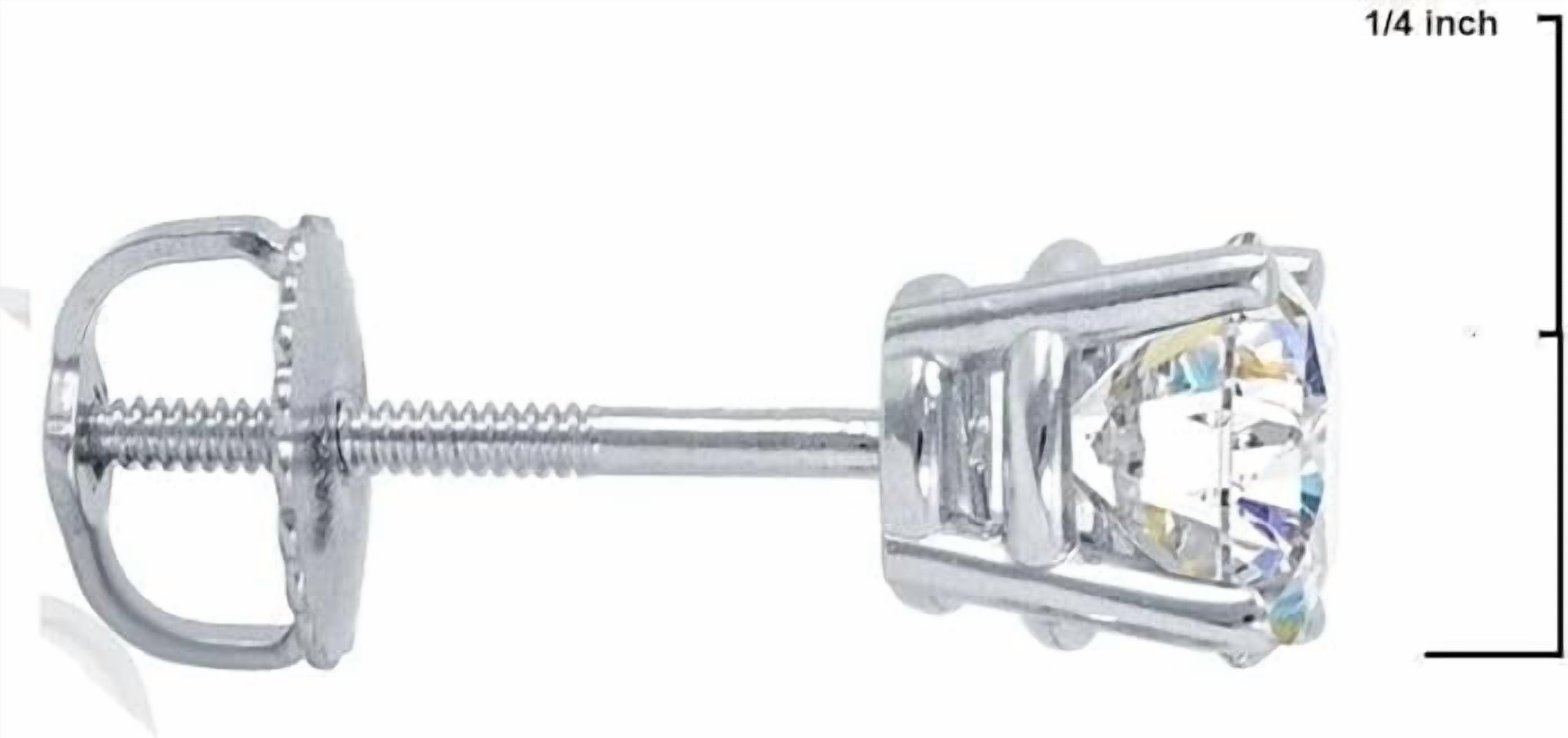 1/2 Ct Natural Diamond Stud Earrings | 925 Sterling Silver| Round Cut Solitaire | Basket Screw Back | Women’s Jewelry