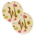 thumbnail image 1 of Lettre W Initiale Monogramme Points de Tan Ensemble de 2 Porte-Gobelets sous-Verre de Voiture, 1 of 1