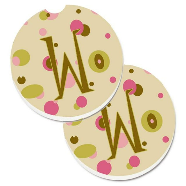 Lettre W Initiale Monogramme Points de Tan Ensemble de 2 Porte-Gobelets sous-Verre de Voiture