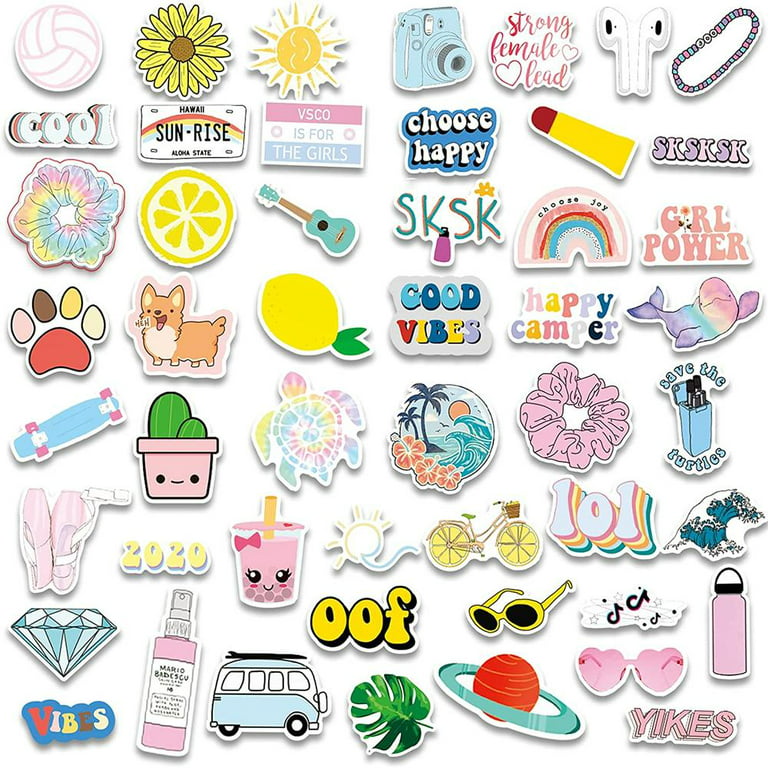 QTQYQJ Cute Girl Stickers VSCO for Hydro Flask50-Pcs Waterproof Vinyl  Stickers Laptop Sticker for Kids,Trendy Stickers Perfect for Laptop,Water  Bottle,Phone,Car,Travel,Skateboard and More(Q099) : : Computers