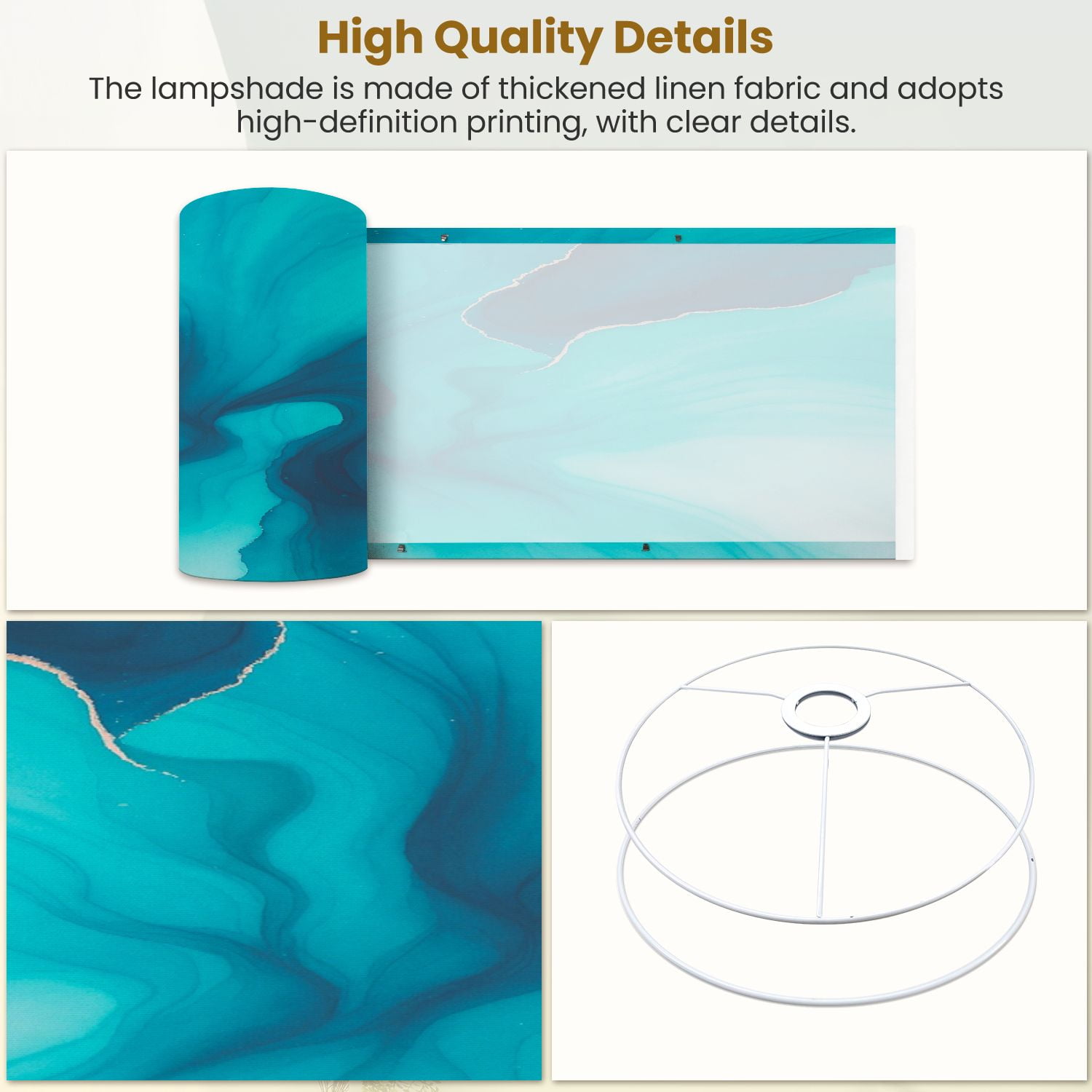 Lampshades 2 Pack Turquoise Ocean Water Canvas Painted Alcohol Ink Abstract 13"x13"x10" Light Shade for Table Lamps Floor Lamps Drum Lamp Shades Lampshade Replacement Easy Assembly