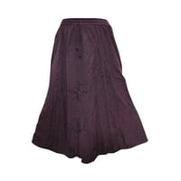 Mogul Womens Gypsy Long Skirt Dark Purple Embroidered Rayon Stylish Summer Fashion Hippie Chic Elastic Waist Skirts M