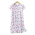 thumbnail image 2 of Plus Size Nightgown Knitted Cotton Sleepwear Short Sleeve Round Neck Home Dress, 2 of 5