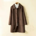 thumbnail image 4 of Wool Blend Trench Coat Womens Single Breasted Overcoat Lapel Collar Mid Long Dressy Jacket Pea Coat with Pockets (M, Coffee), 4 of 6