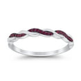 thumbnail image 2 of Half Eternity Infinity Twisted Band Rings Red Ruby CZ 925 Sterling Silver Size 10, 2 of 6