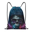 thumbnail image 1 of Xecao Punk Style Blue Haired Skull Pattern Sports Drawstring Backpack - String Swim Gym Bag with Wet Proof Pocket for Women&Men-Medium, 1 of 6